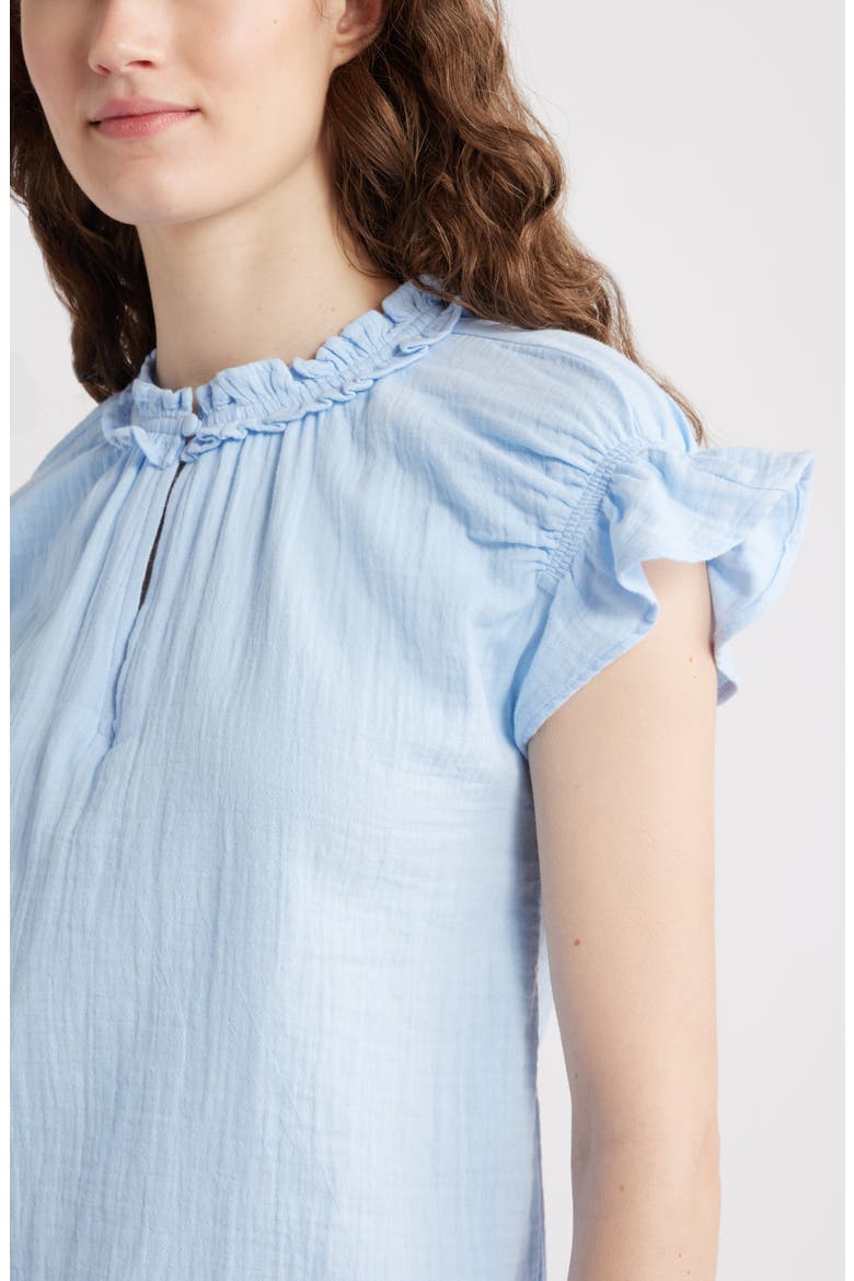 Ruffle Cotton Gauze Top, Alternate, color, BLUE WINDSURFER