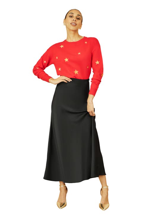 Smart Satin Midi Skirt