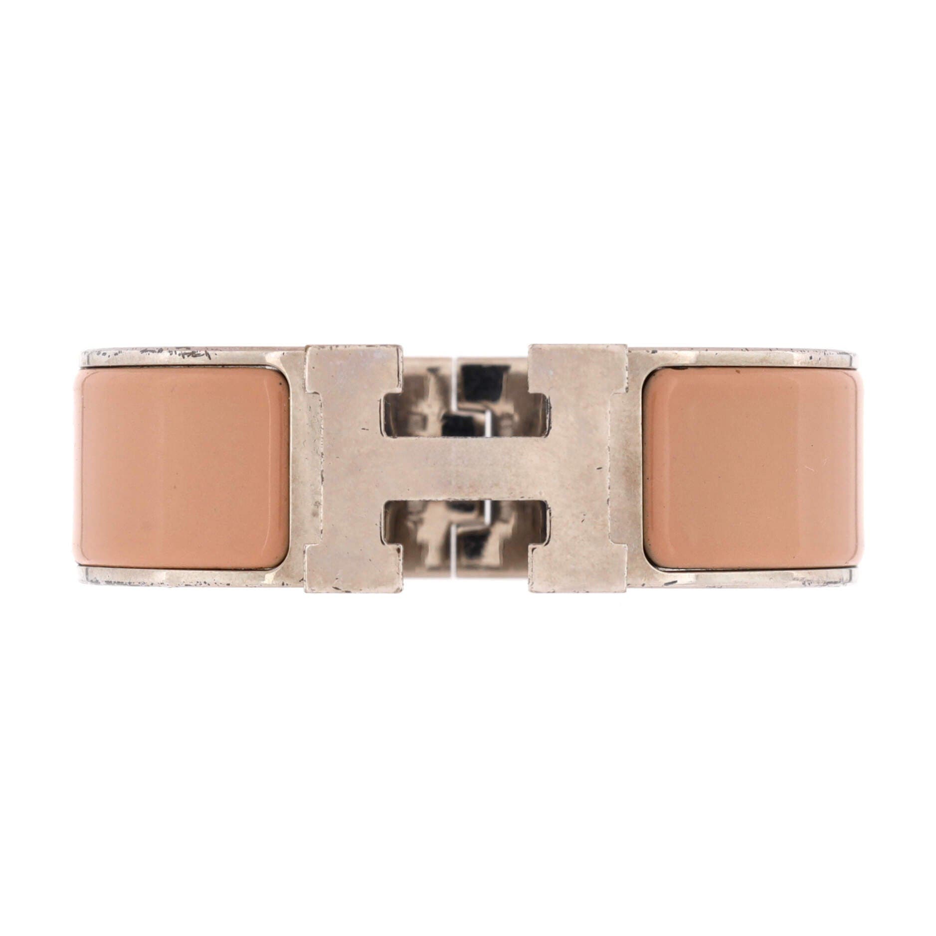 Pre-Owned Hermes Clic H Bracelet Enamel Wide, Main, color, Neutral