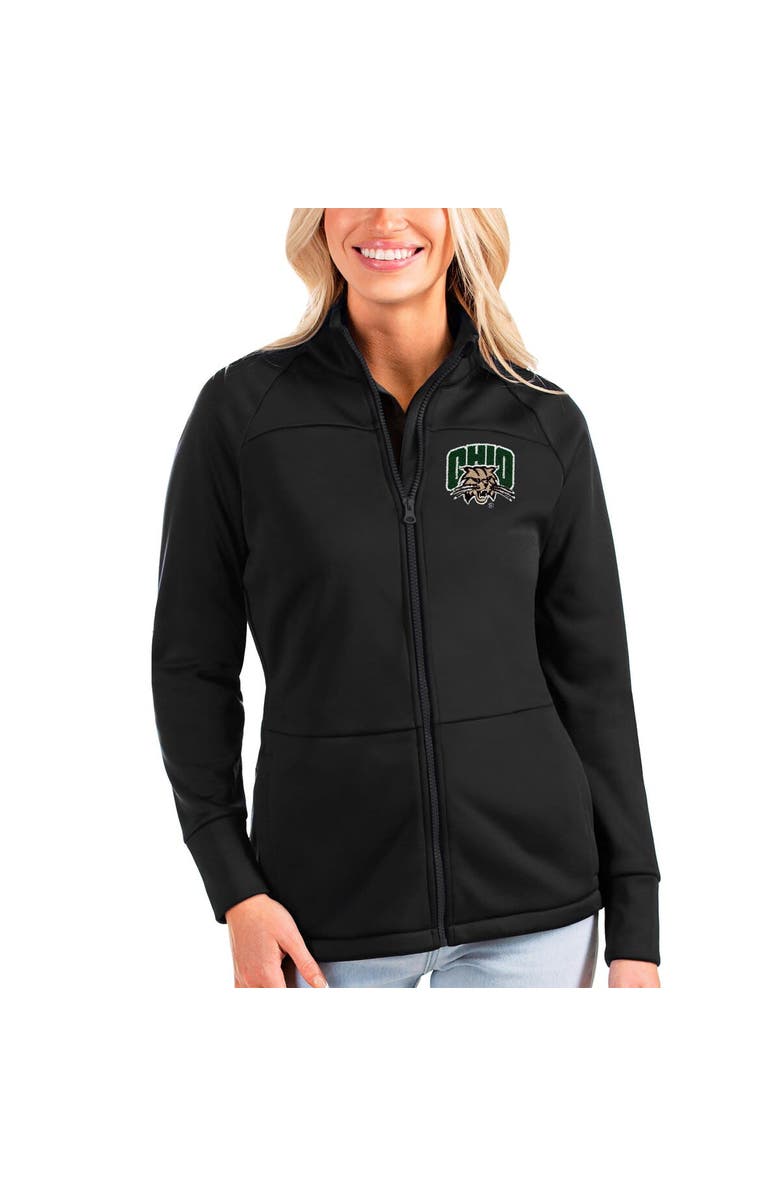ANTIGUA Women's Antigua Black Ohio Bobcats Links Full-Zip Golf Jacket, Main, color, 