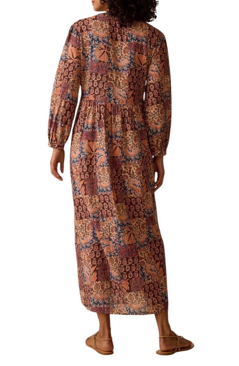 Faherty Sandy Long Sleeve Cotton Maxi Dress, Alternate, color, Madeira Patchwork