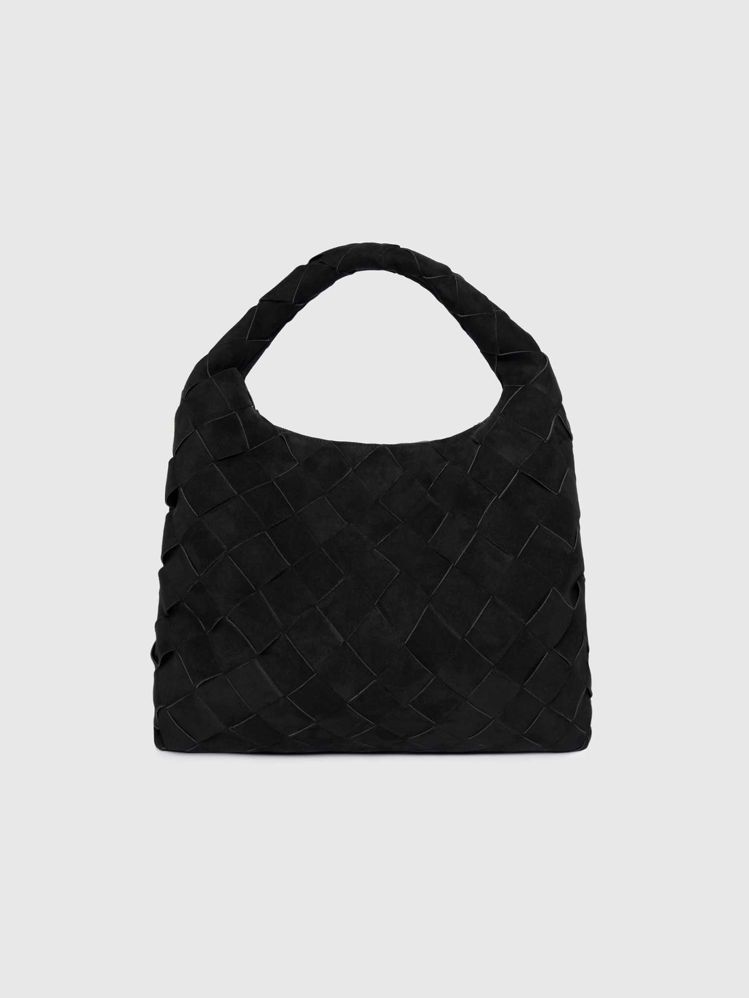 Manière De Voir Aubin Suede Woven Hobo Bag, Alternate, color, Black