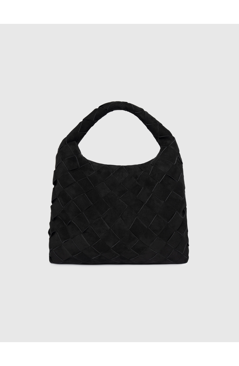 Manière De Voir Aubin Suede Woven Hobo Bag, Alternate, color, Black