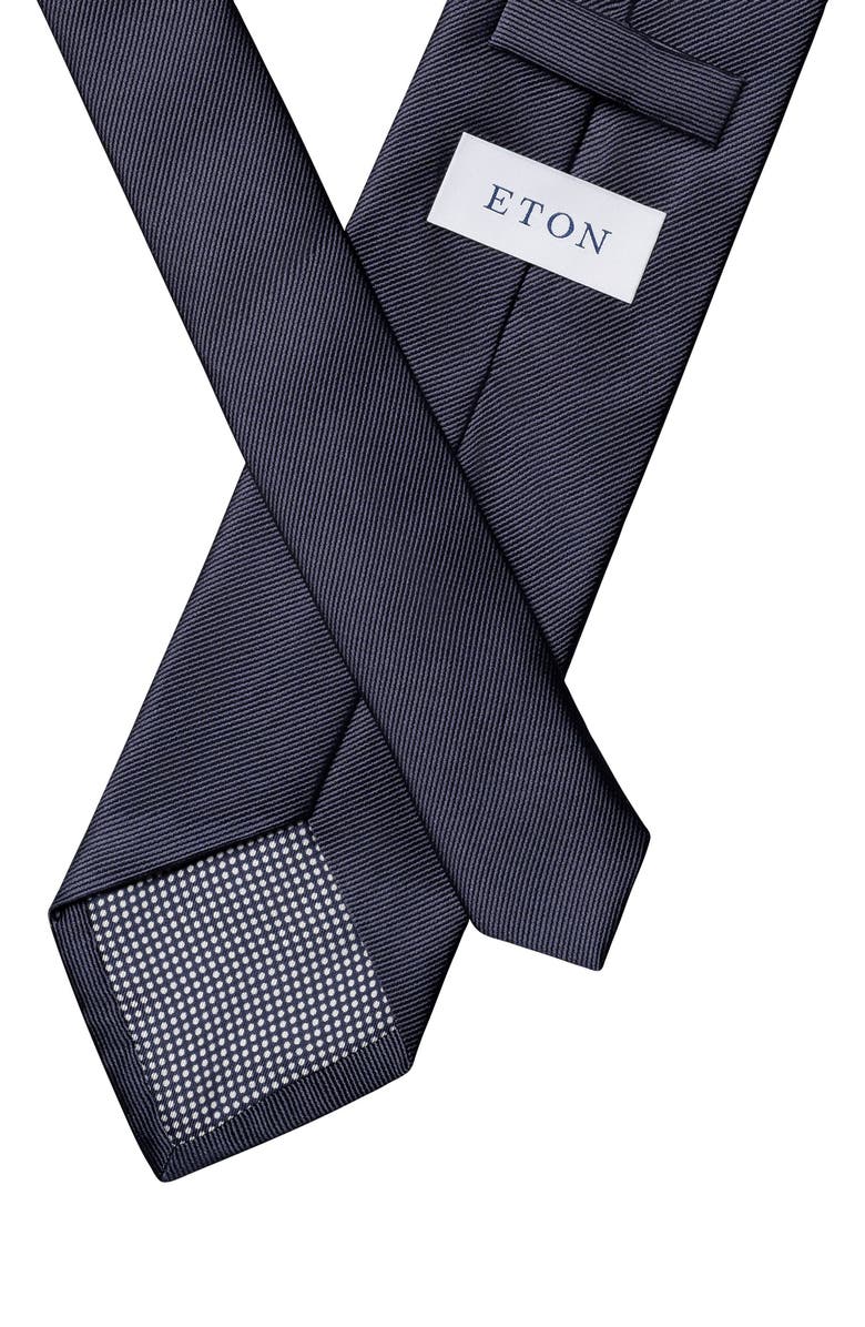Eton Navy Solid Silk Twill Tie, Alternate, color, Navy