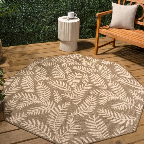 Jonathan Y Nevis Palm Frond Octagon Indoor/outdoor Area Rug In Neutral