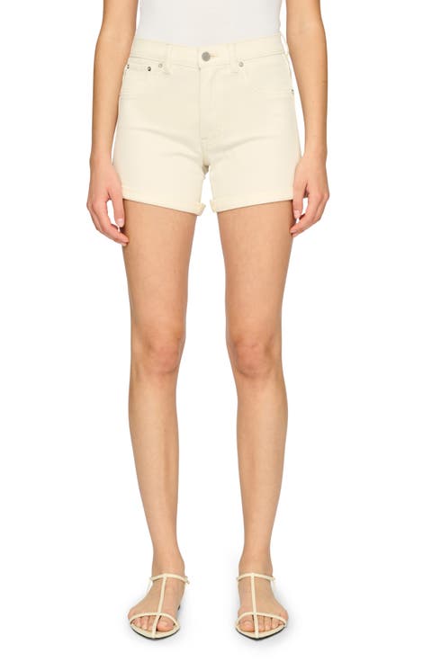 Zoie Mid Rise Relaxed Denim Shorts (Eggshell Rolled Vintage)