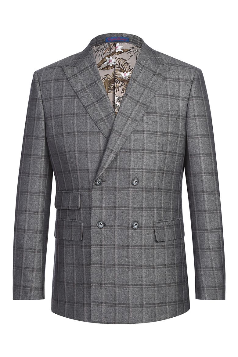 Double Breasted Flat Front Suit, Alternate, color, GREY