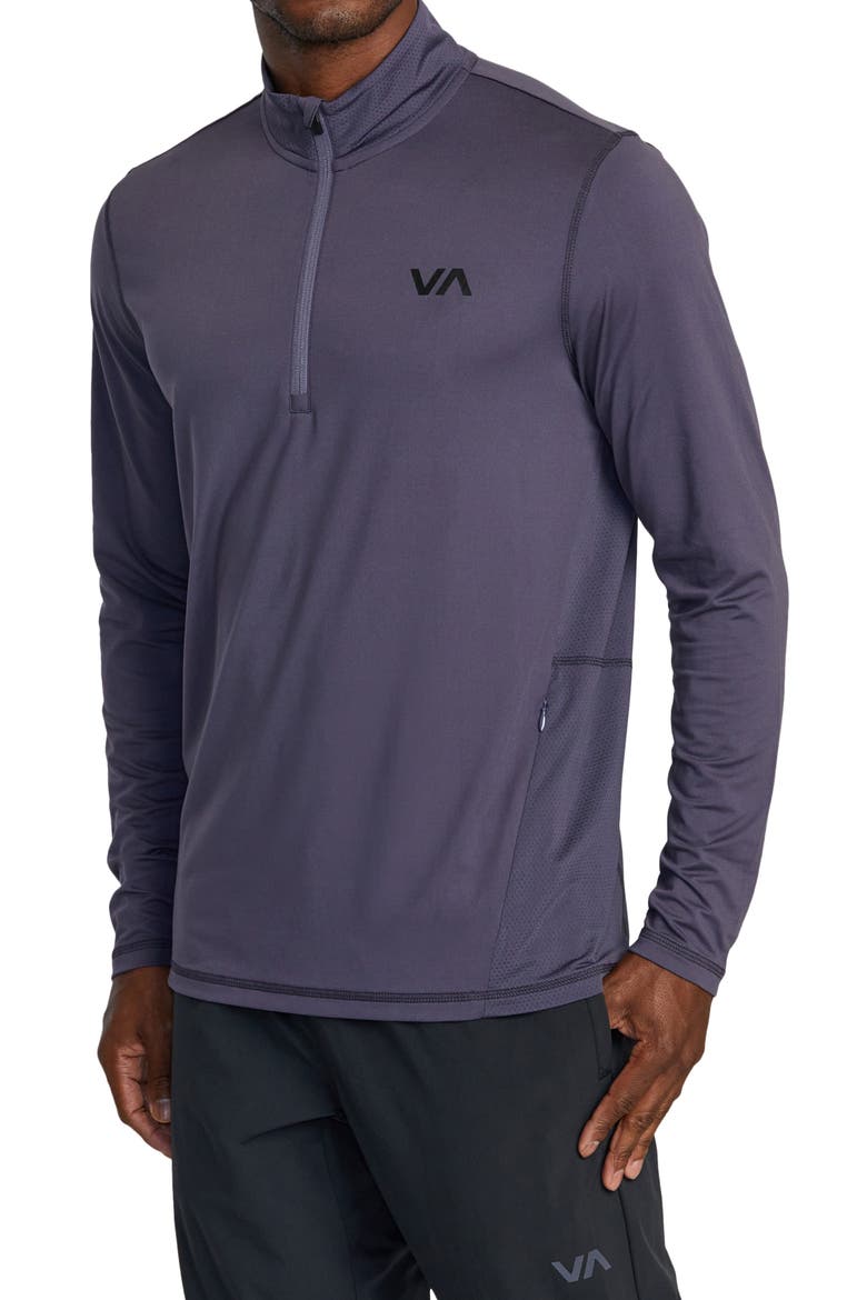 Recycled Polyester Blend Quarter Zip Pullover, Alternate, color, GRAY PURPLE