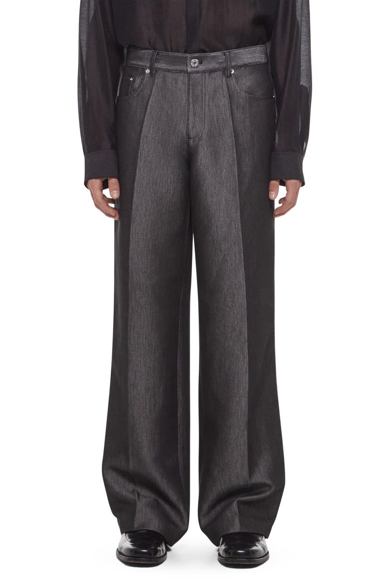 Metallic Wide Leg Trousers, Main, color, BLACK