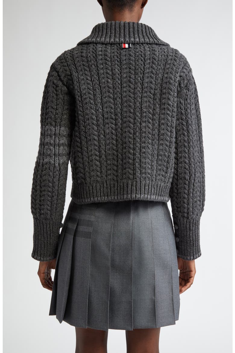 Cable Knit Virgin Wool Cardigan, Alternate, color, DARK GREY