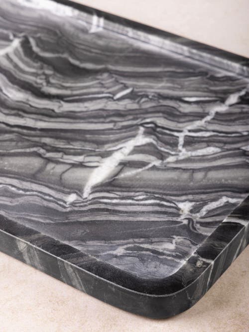 Gauri Kohli Frontier Black Marble Tray In Black
