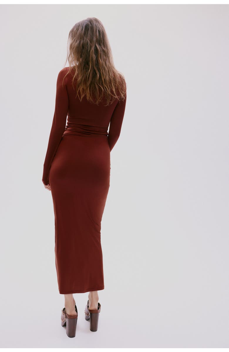 H&M Draped Jersey Dress, Alternate, color, Rust Brown