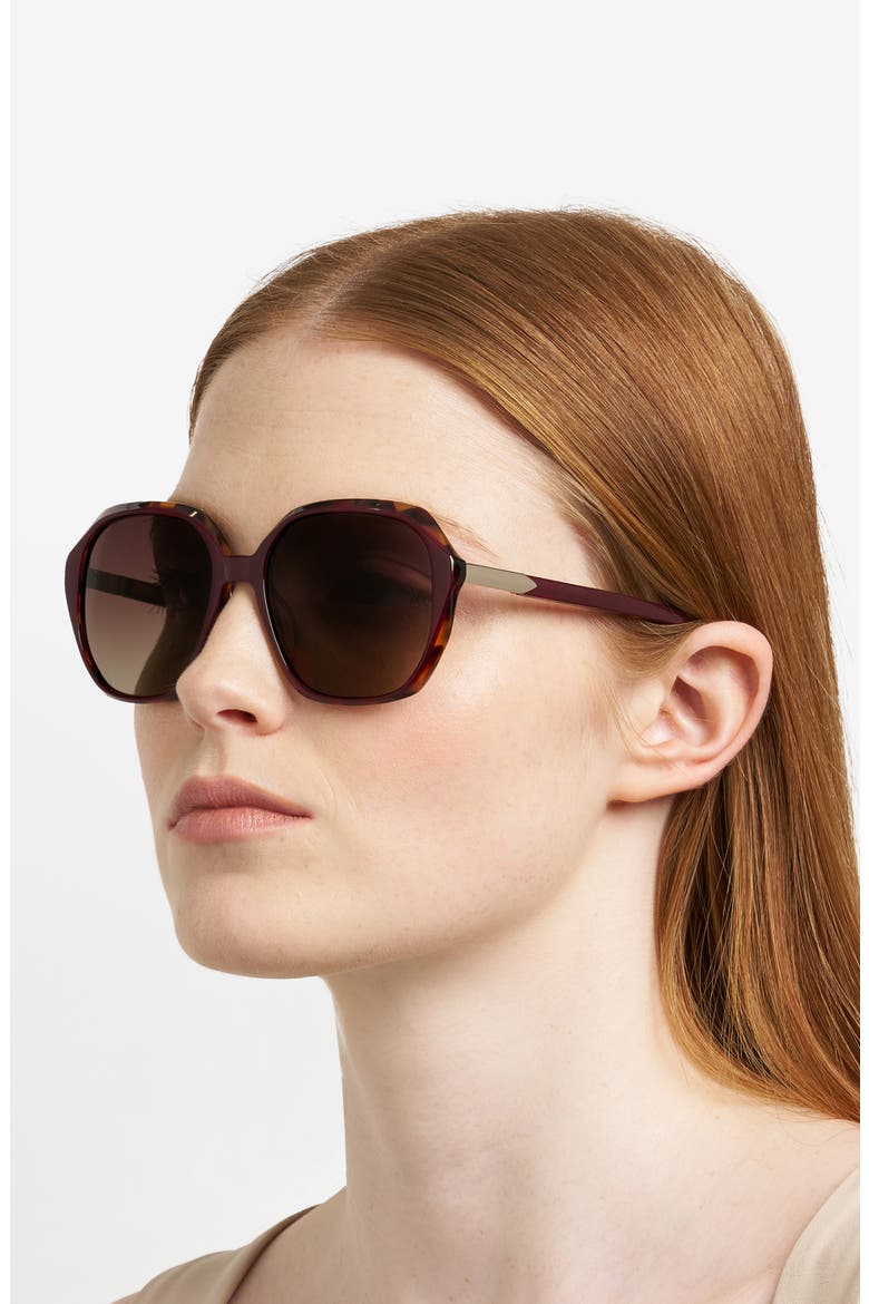 54mm Gradient Rectangular Sunglasses, Alternate, color, BURGUNDY HAVANA