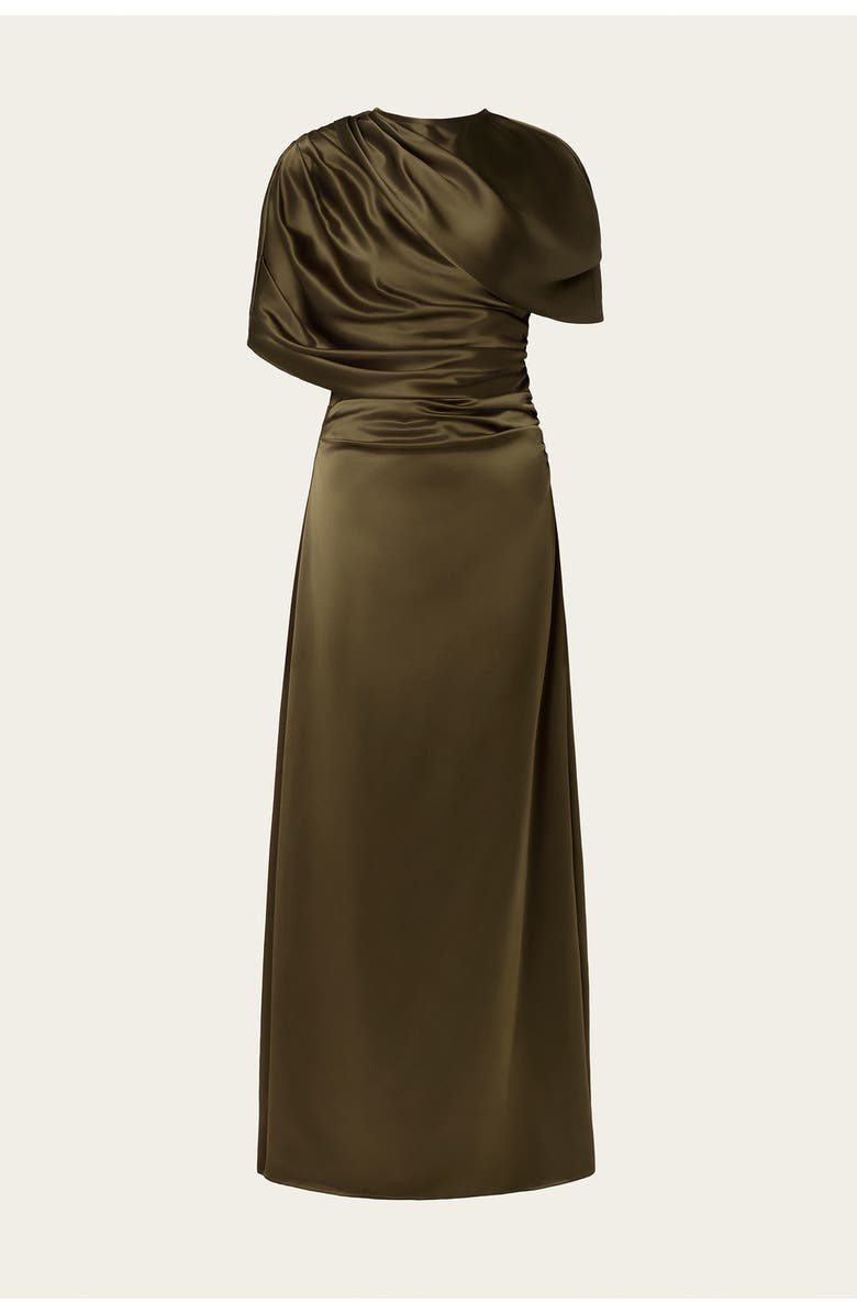 Malina Cassia Draped Fitted Maxi Dress, Alternate, color, Olive