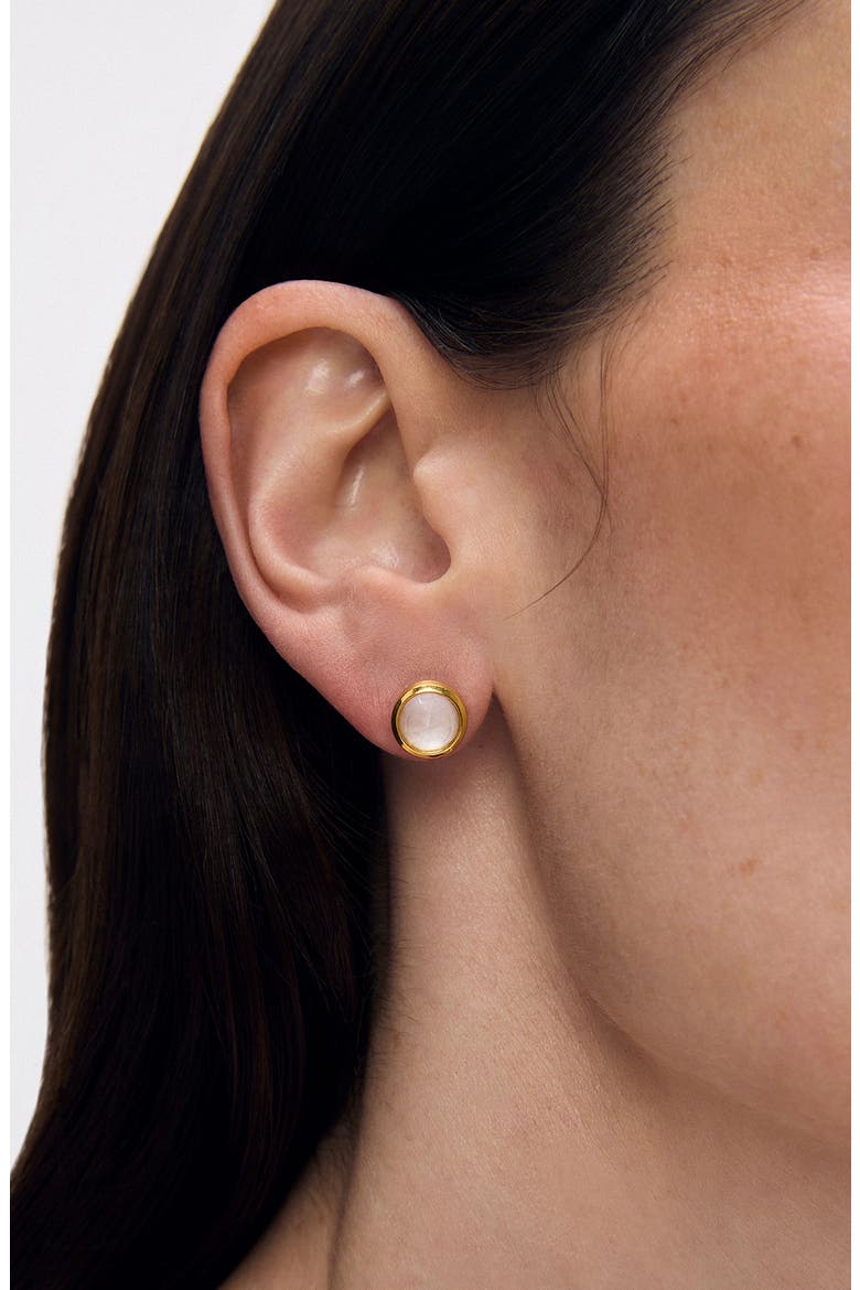 Signature Mini Stud Earrings, Alternate, color, IRIDESCENT PEARL/ GOLD