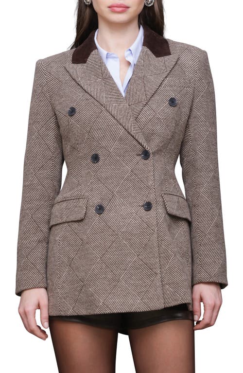 Avec Les Filles Basket Weave Doubled Breasted Blazer