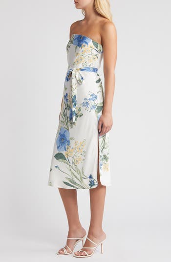 Season of Bliss Tie Belt Strapless Dress