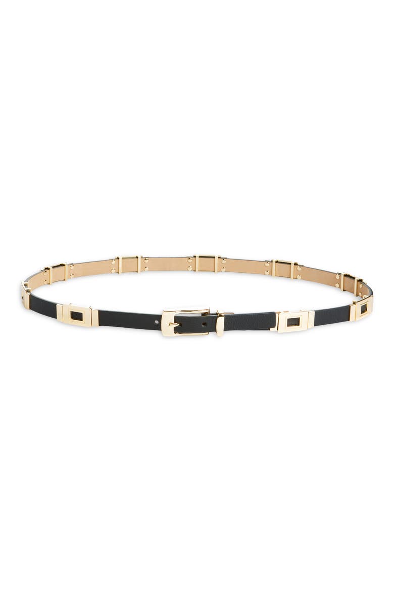 Roma Leather Belt, Main, color, BLACK GOLD