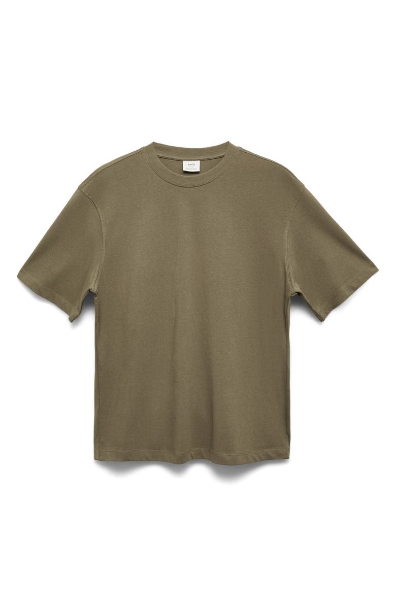 MANGO Relaxed Fit Solid Cotton T-Shirt, Alternate, color, Khaki Green