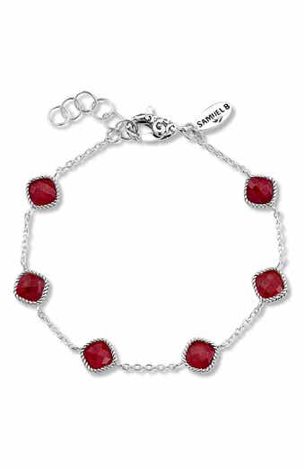 SAMUEL B. Sterling Silver Cushion Cut Semi-Precious Stone Station Bracelet