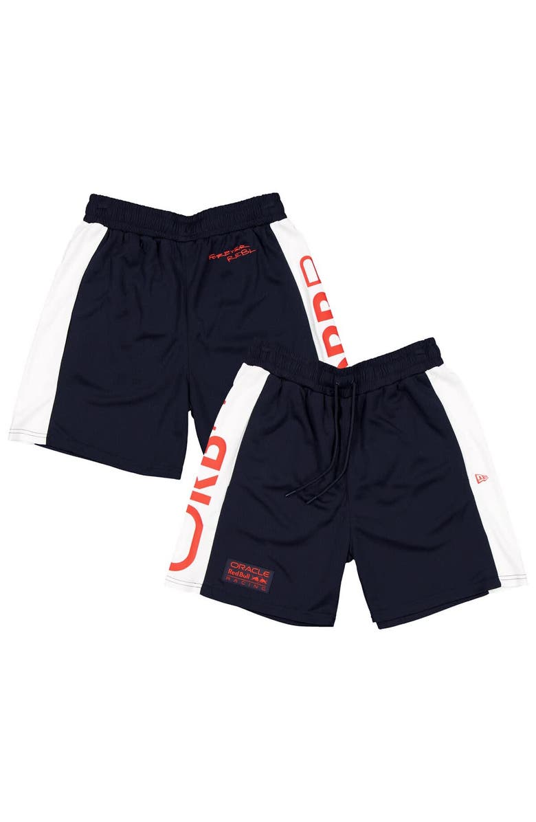New Era Men's New Era  Navy Red Bull Racing Graphic Mesh Shorts, Alternate, color, 