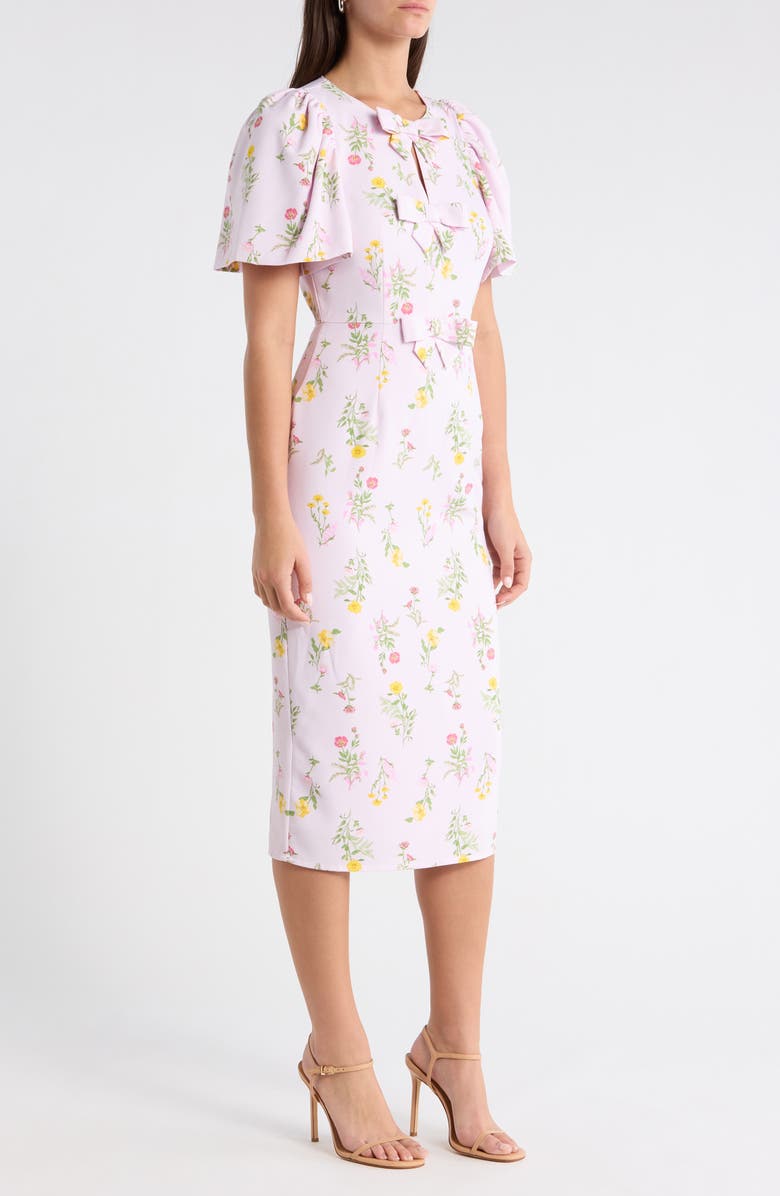SUGARLIPS Margote Floral Bow Midi Dress, Alternate, color, Blush-Pink