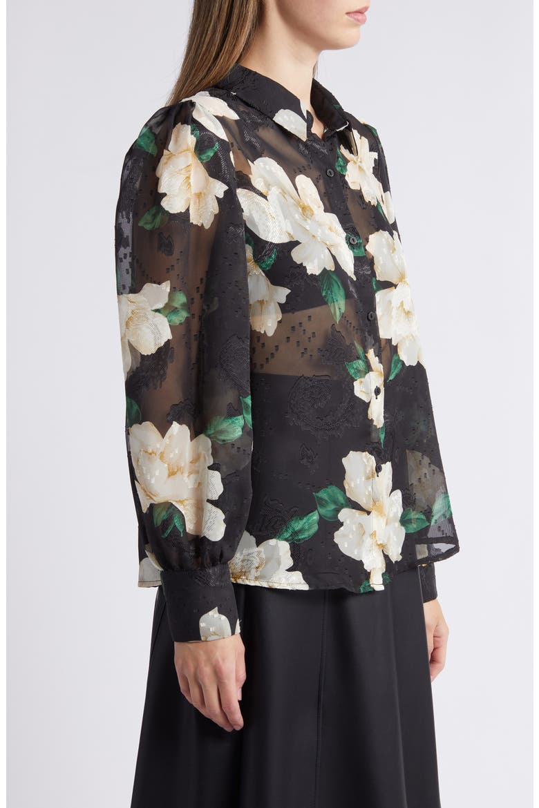 Aubree Floral Button-Up Shirt, Alternate, color, BLACK FLORAL PRINT