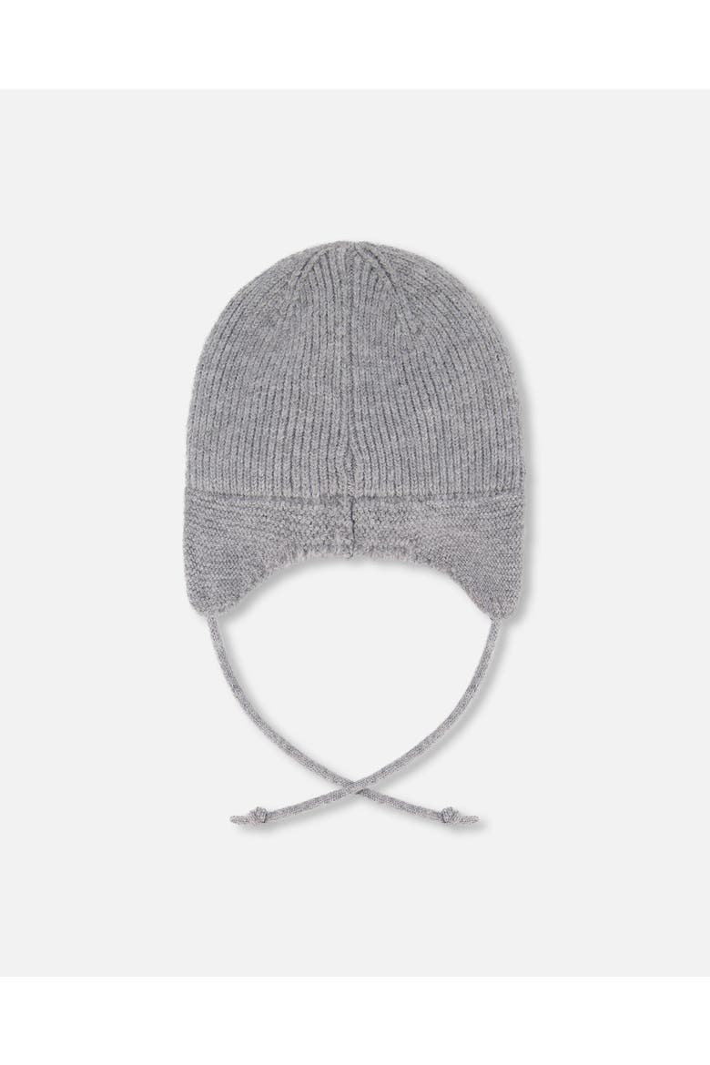 Gender Inclusive Lined Knit Hat with Ears and Strings, Alternate, color, Heather Gray