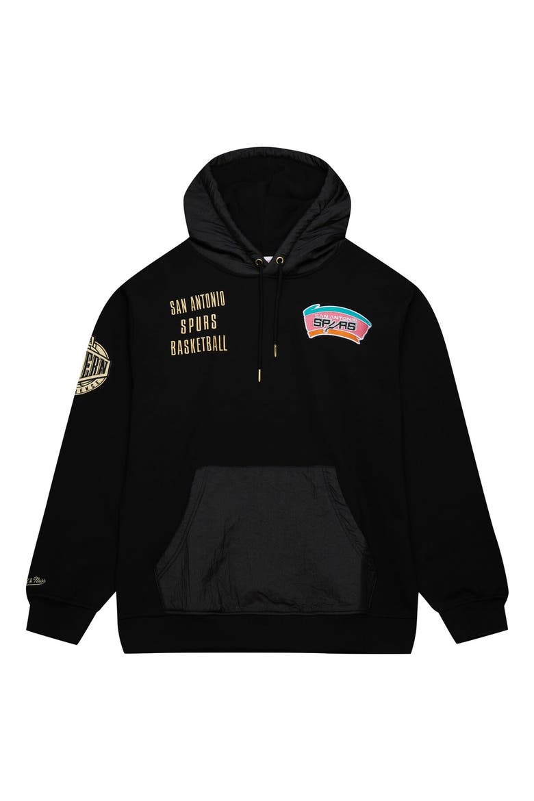 Men's Mitchell & Ness Black San Antonio Spurs  Team OG 2.0 Vintage Logo Fleece Pullover Hoodie, Alternate, color, Black