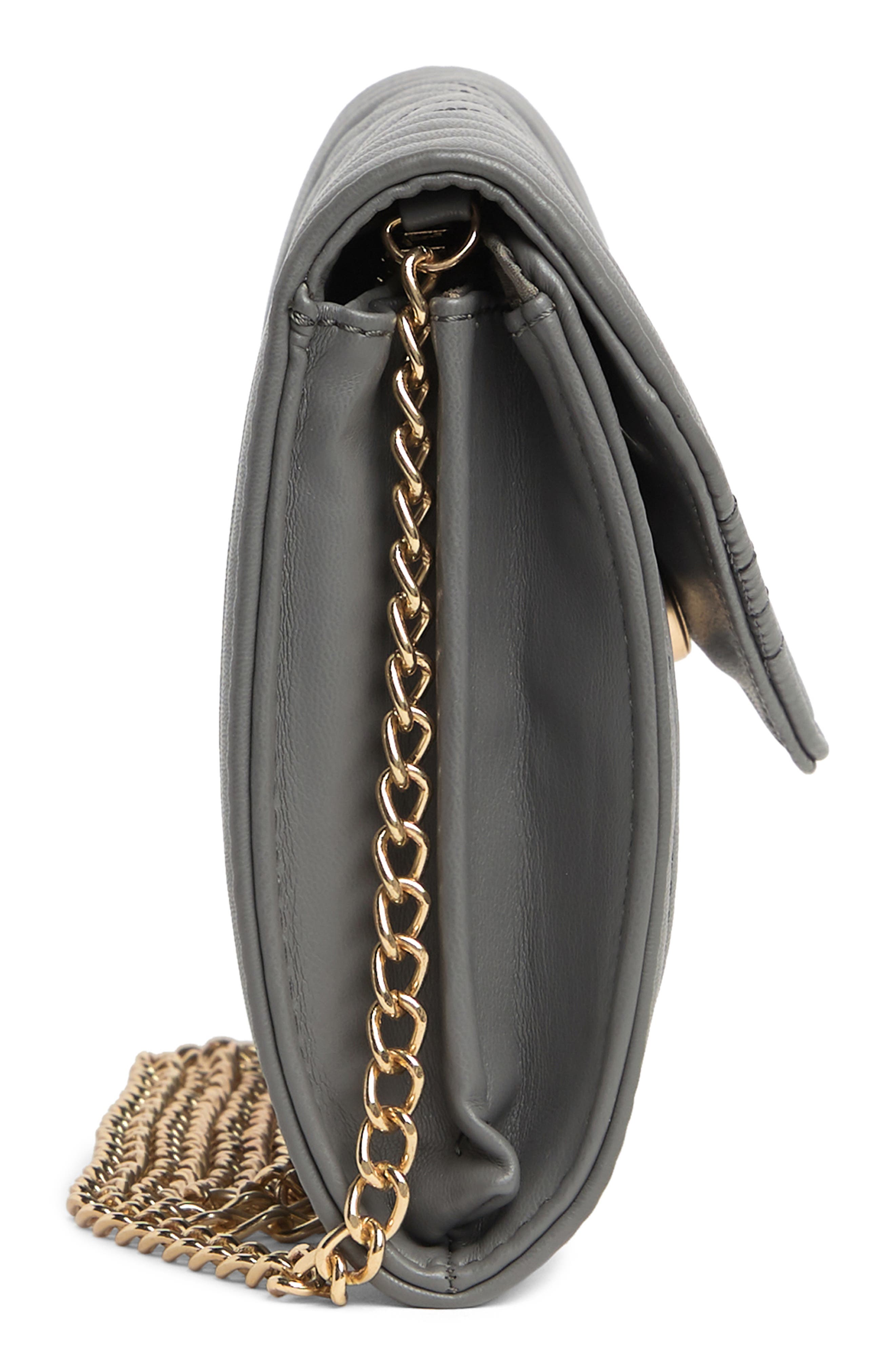 Badgley Mischka Collection Chevron Quilted Crossbody Bag, Alternate, color, Grey