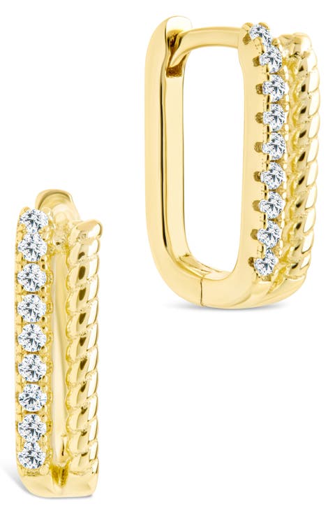 Cori Cubic Zirconia Rectangular Huggie Hoop Earrings
