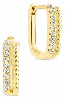 Sterling Forever Cori Cubic Zirconia Rectangular Huggie Hoop Earrings