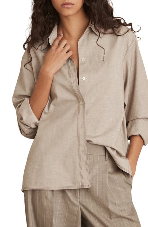 Nova Topstitch Button-Up Shirt