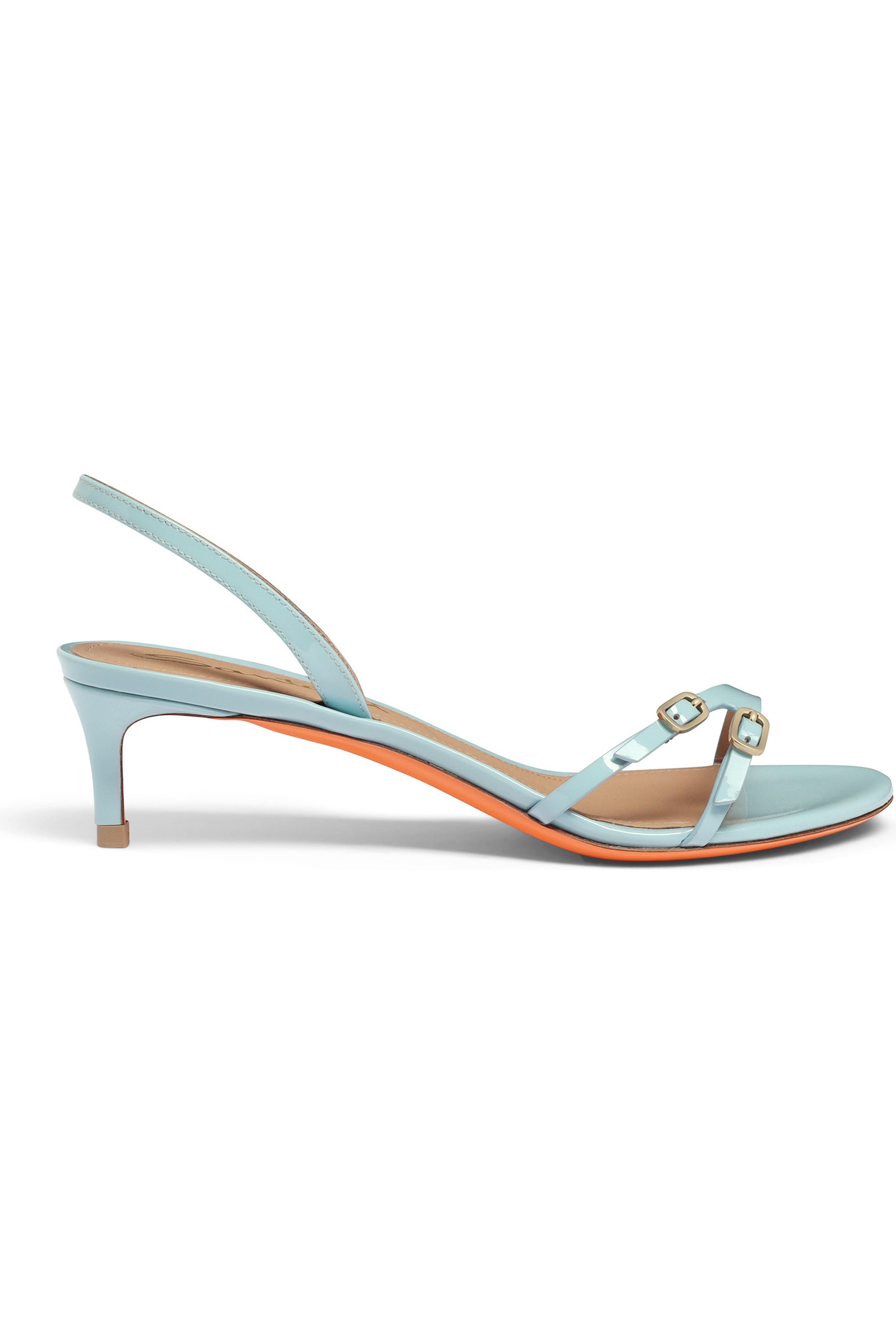 Santoni Women's patent leather mid-heel sandal, Alternate, color, 