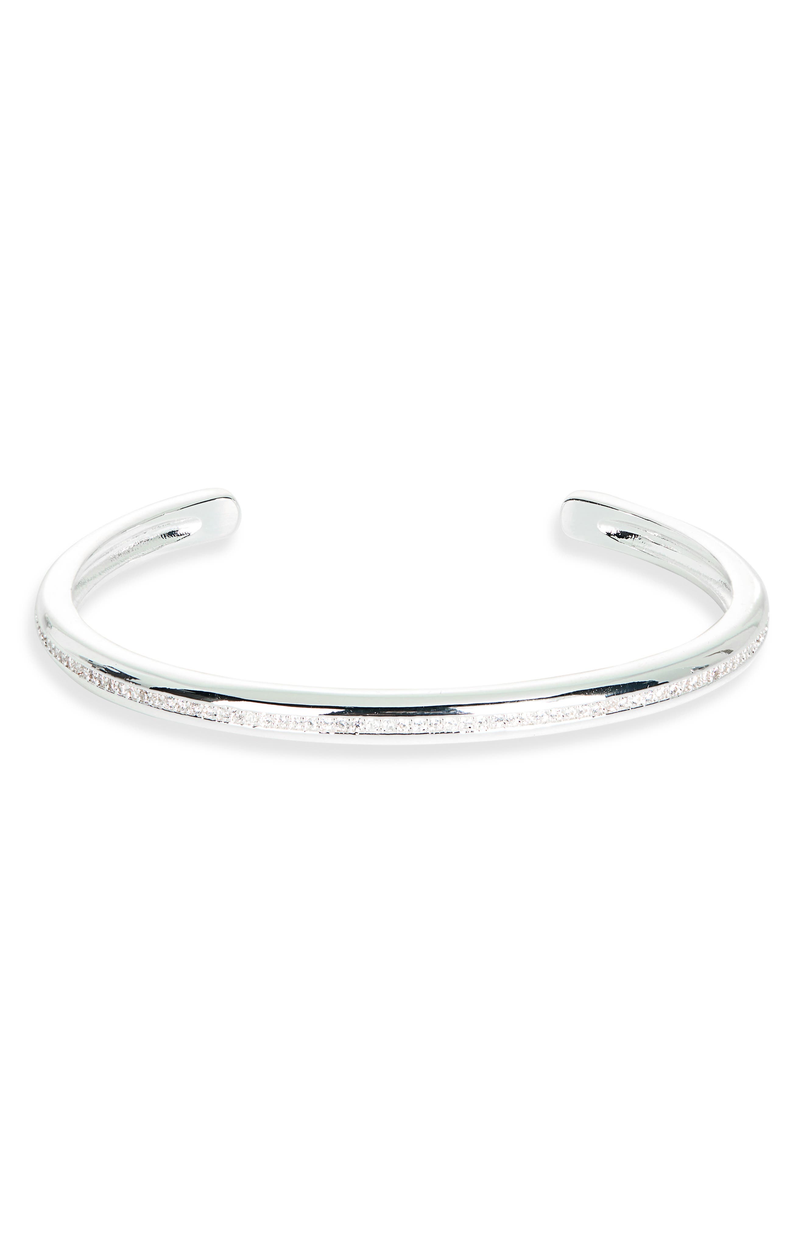 Double Row Cubic Zirconia Cuff Bracelet