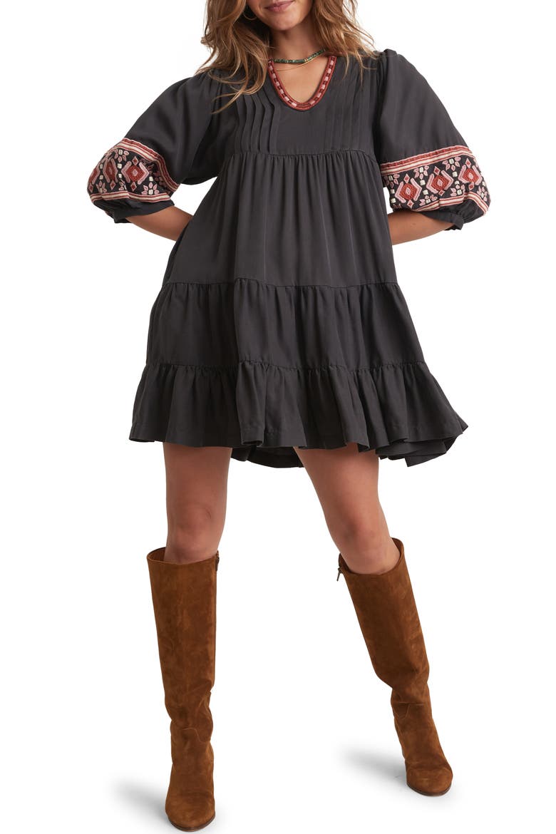 Olema Embroidered Minidress, Main, color, BLACK EMBROIDERY