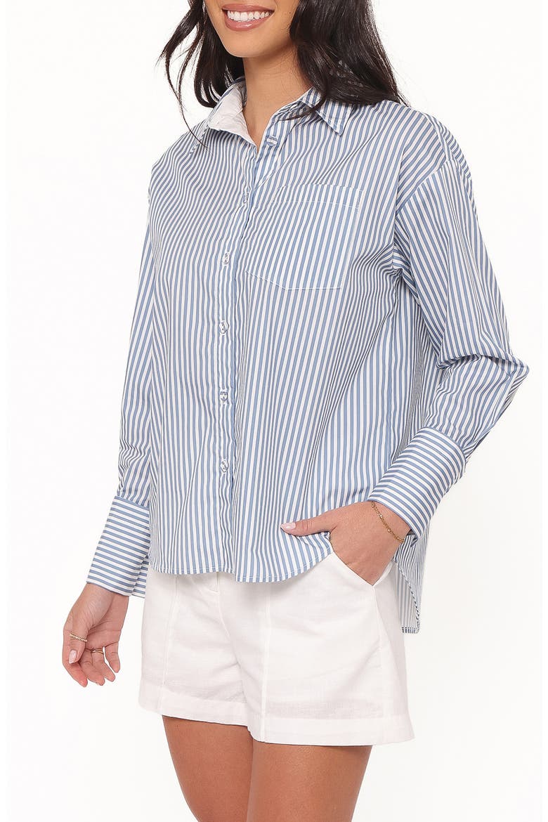 Jackson Striped Button Up Cotton Shirt, Alternate, color, BLUE STRIPE