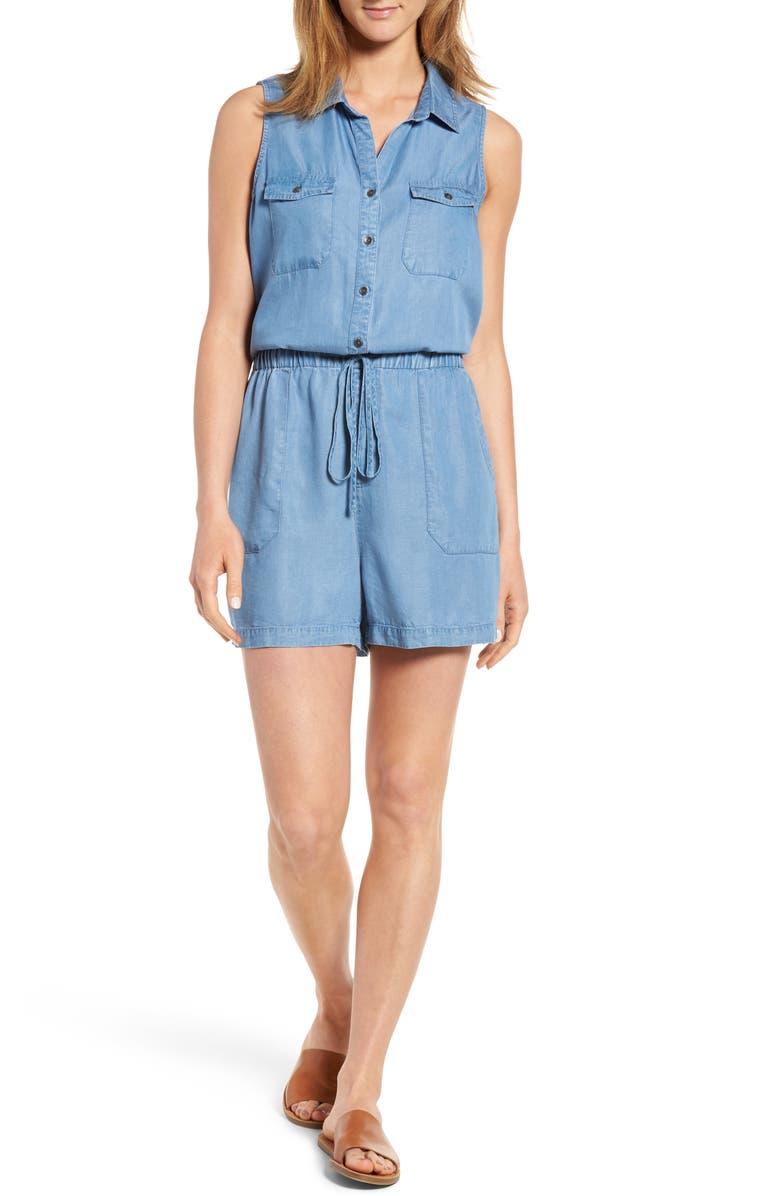 Caslon<sup>®</sup> Chambray Romper, Main, color, 