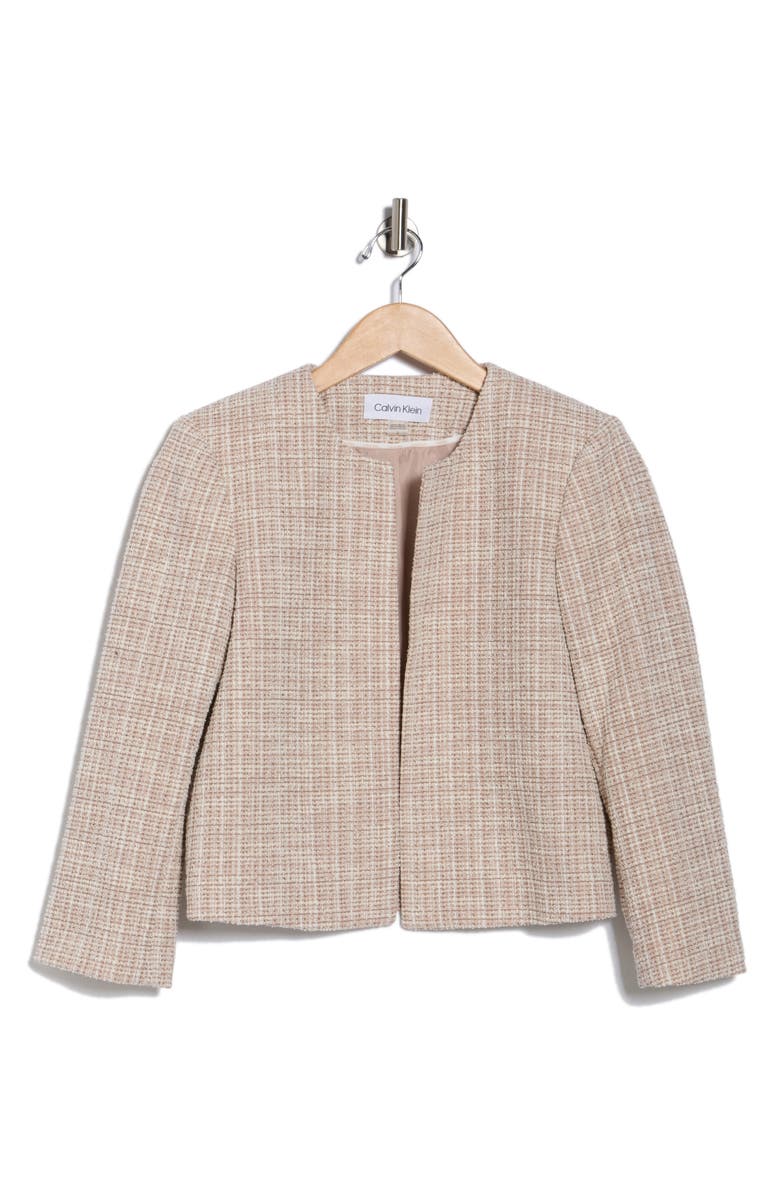 Calvin Klein Tweed Crop Jacket, Alternate, color, Pink Pepper Multi