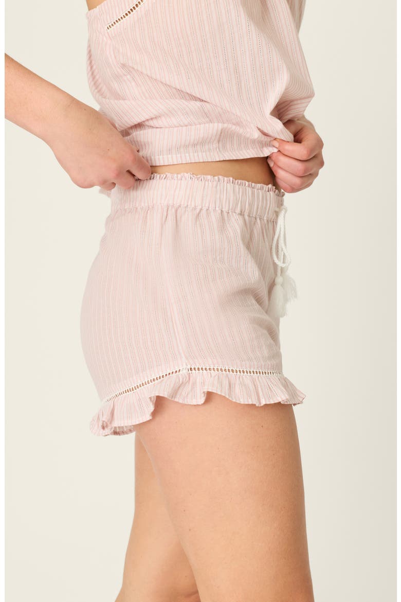 On Cloud Nine Ruffle Trim Cotton Pajama Shorts, Alternate, color, SILVER ROSE