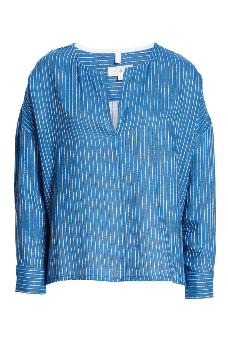 Stripe Pop-On Shirt, Alternate, color, BLUE/ WHITE STRIPE AS HEADER