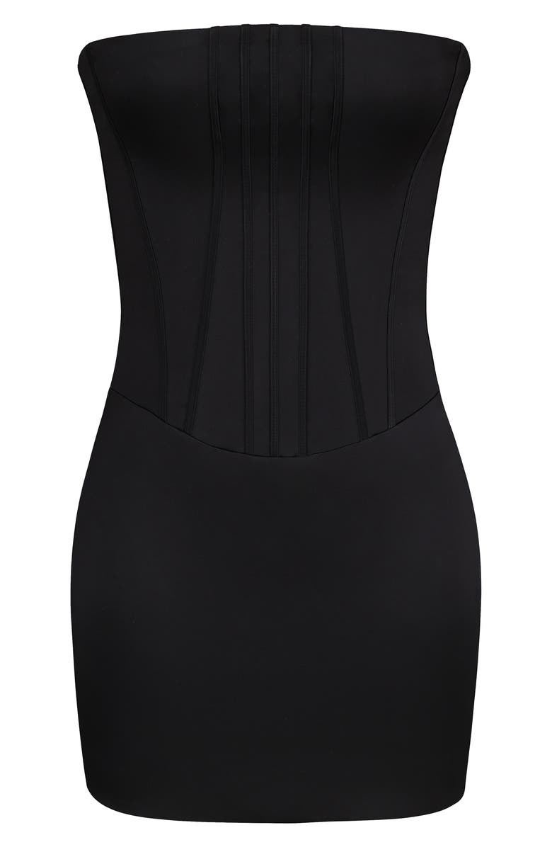 HOUSE OF CB Laila Strapless Satin Minidress, Alternate, color, Black