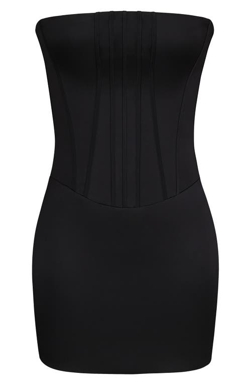 House Of Cb Laila Strapless Satin Minidress In Black