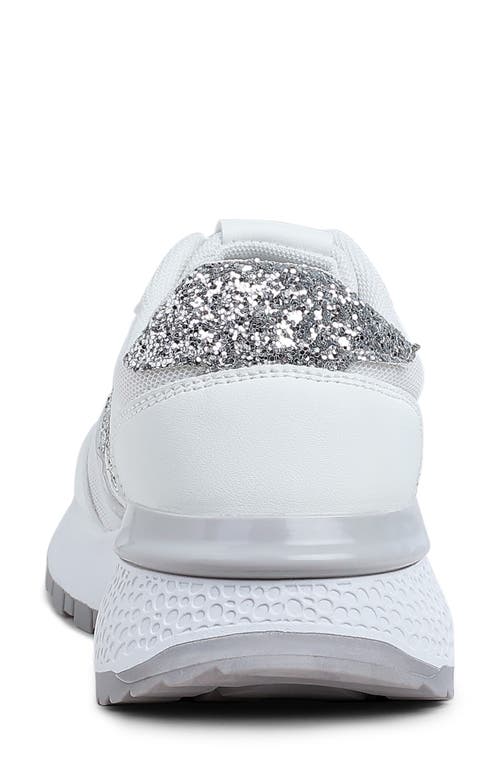 London Rag Tapers Glitter Sneaker In White Silver