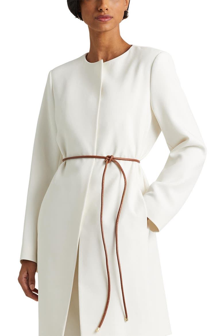 Belted Crepe Jacket, Alternate, color, NATURAL CREAM