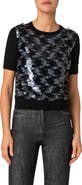 Akris punto Paillete Short Sleeve Virgin Wool Sweater
