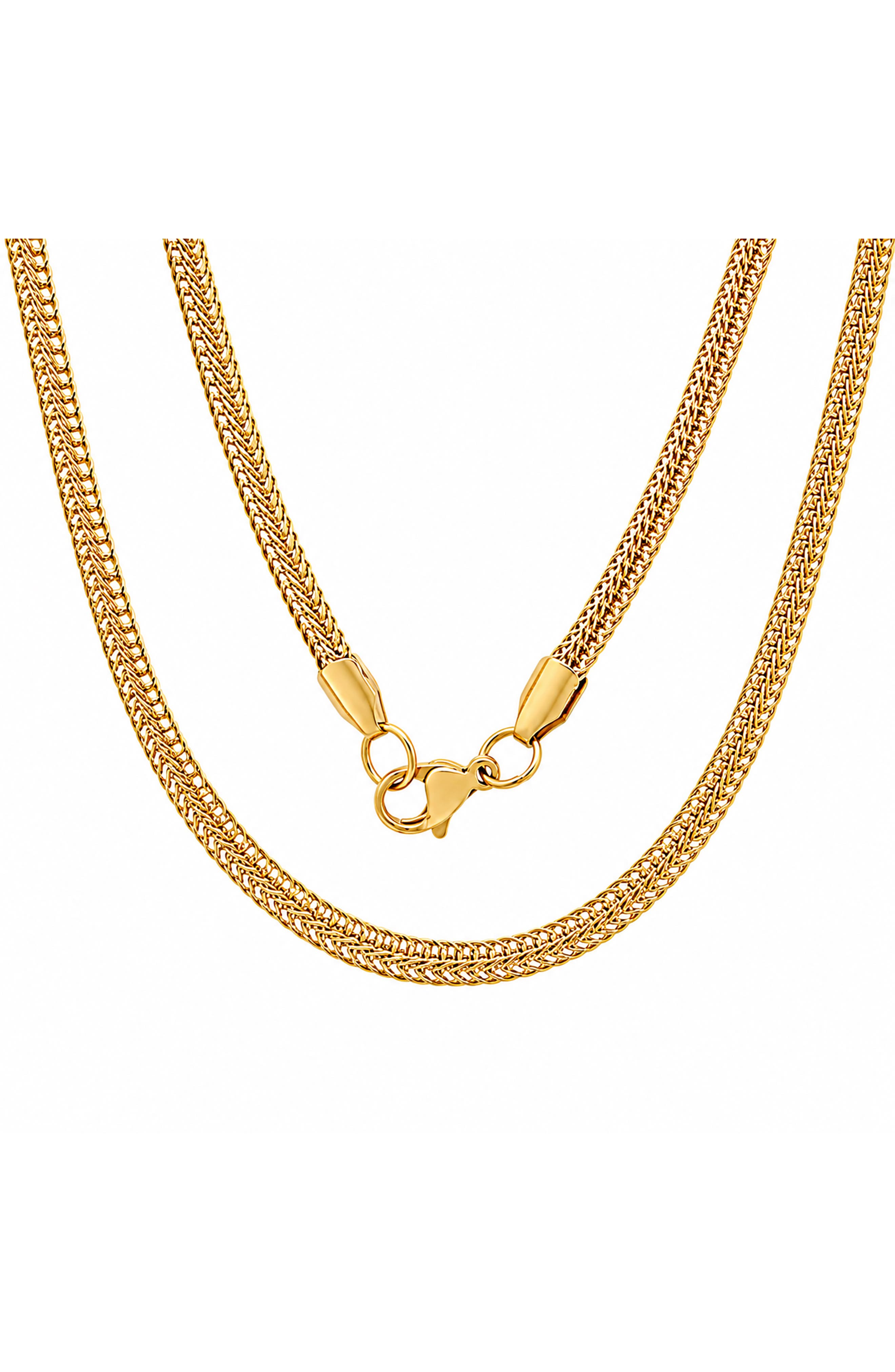 Men's 18k Gold Plated Wheat Link Chain Necklace