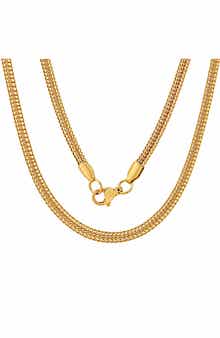 Men's 18k Gold Plated Wheat Link Chain Necklace