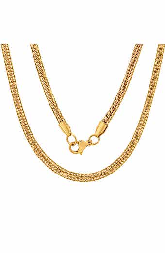 Men's 18k Gold Plated Wheat Link Chain Necklace