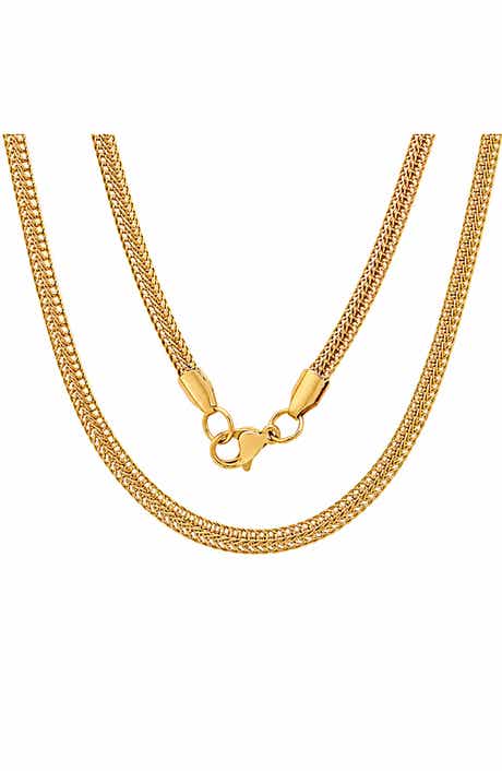 Men's 18k Gold Plated Wheat Link Chain Necklace